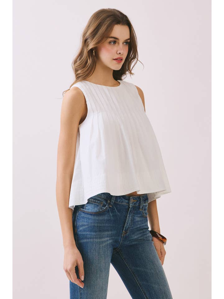 TCEC - Wholesale Blouse - Women's - CT9082-Pleated Detail High Low Sleeveless Top1