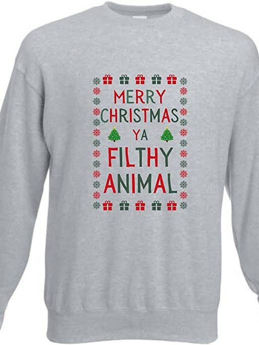 Second Ave Gift Company - Wholesale Graphic sweatshirt – Women’s - Second Ave Unisex Grey Merry Christmas Ya Filthy Animal Xmas Sweatshirt Jumper