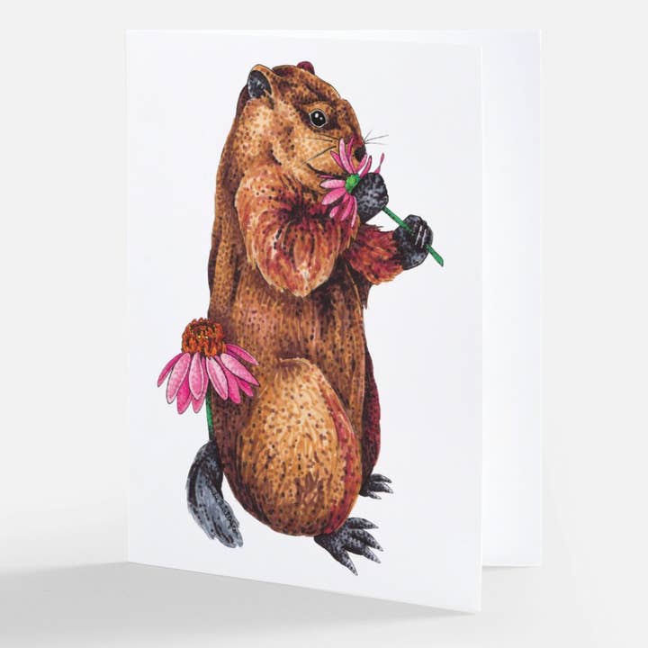 Artwork By Emilie - Vente Carte de vœux classique - Carte de voeux pour visiteurs fréquents (marmotte)