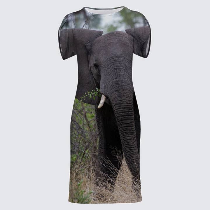 Afrikansk Elefant Tulipan Sleeve Kjole for engroshandel hos Mac & Bean Designs