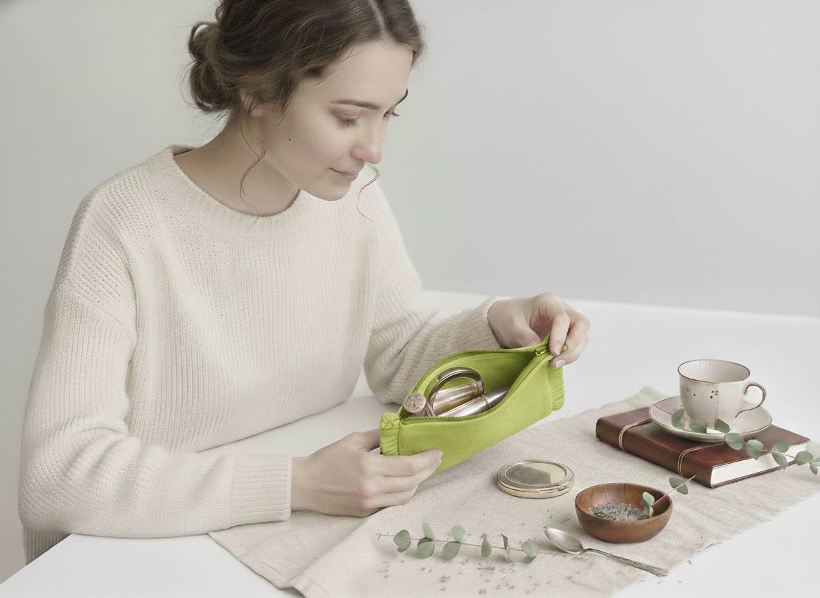 House of Kraft - Wholesale Pouch - Women's - Canvas Ruffle Pouches | Canvas Travel Pouches | Zipper Pouch35