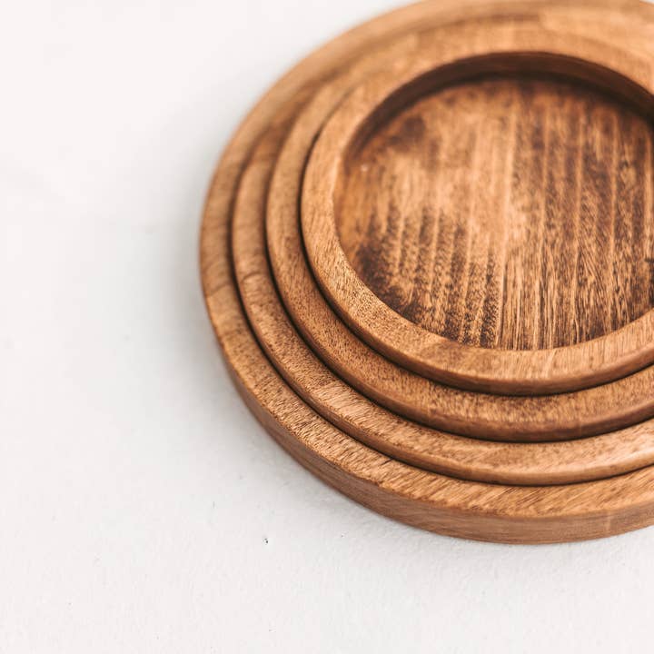 Woodinout - Wholesale Decorative Tray - Wooden round trays, 4 different sizes wooden plates set1