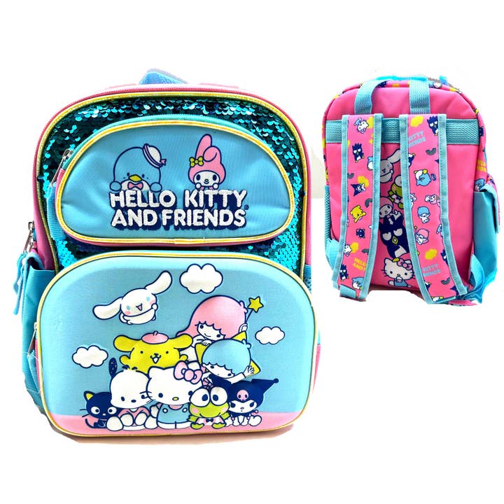 The Zoofy Group , LLC - Wholesale Backpack - Kids - HELLO KITTY & FRIENDS 12" 3-D BACKPACK W/SEQUIN PRINT