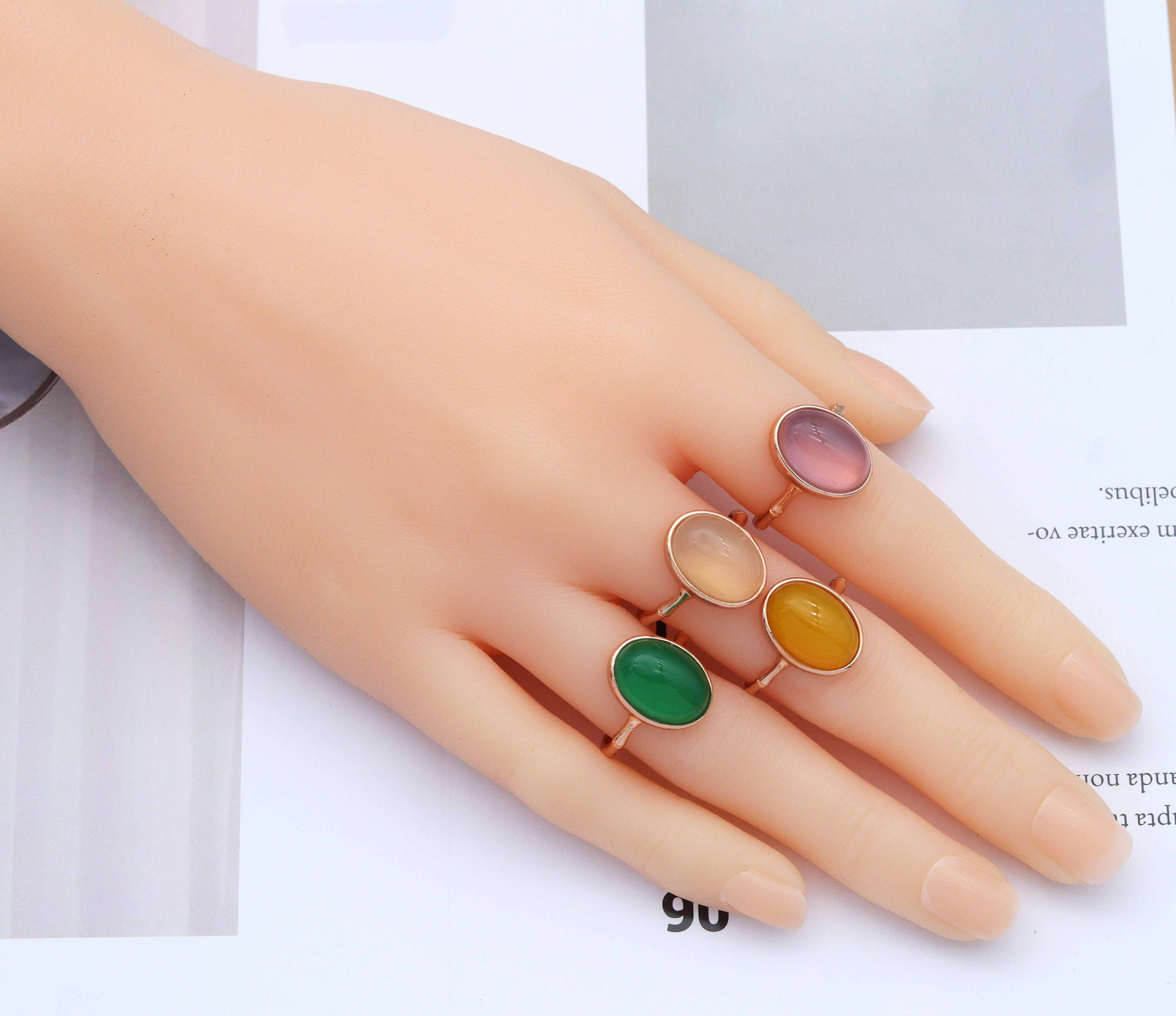 BestBeads&Beyond - Wholesale Single Stone/Solitaire Ring - Oval Jade Adjustable Ring, Sku#LX551