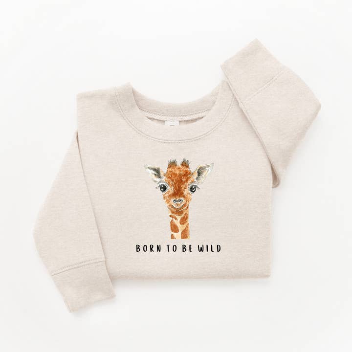 Giraffe Geboren om Wild te Zijn Sweatshirt voor wholesale door WLDFLWR Studio