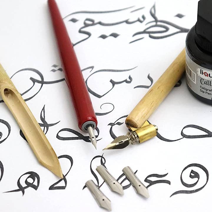 Liquidraw - Wholesale DIY Craft Kit - Liquidraw Arabic Calligraphy Set Dip Pen Nibs Holder Set Bamboo Pens Wooden Pen With Black Calligraphy Ink Set Left Hand For Artists, Beginners, Adults & Kids4