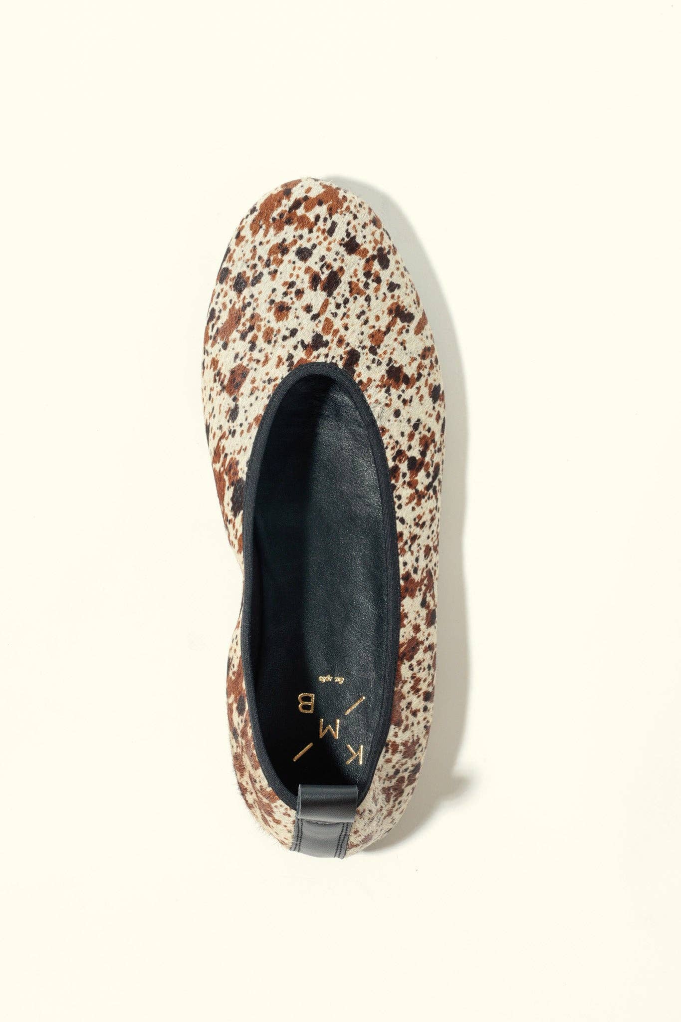 KMB Shoes – wholesale Flats – Women’s – SONIA COW PRINT – Hair-On Leather Ballet Flats with Pull Tab3