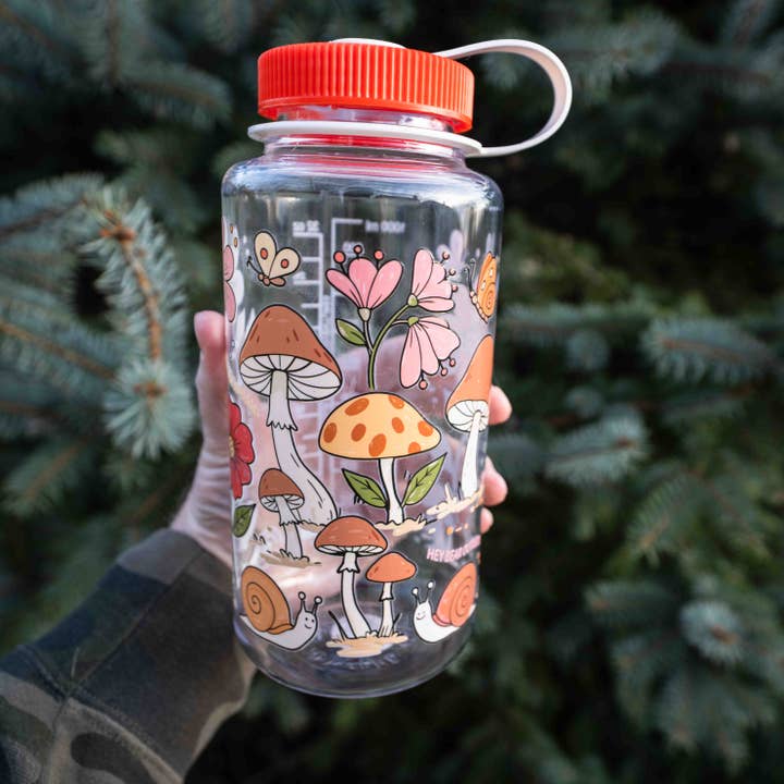 Wild & Wandering, Mushroom & Butterfly Nalgene Water Bottle for wholesale by Hey Bear Outdoors