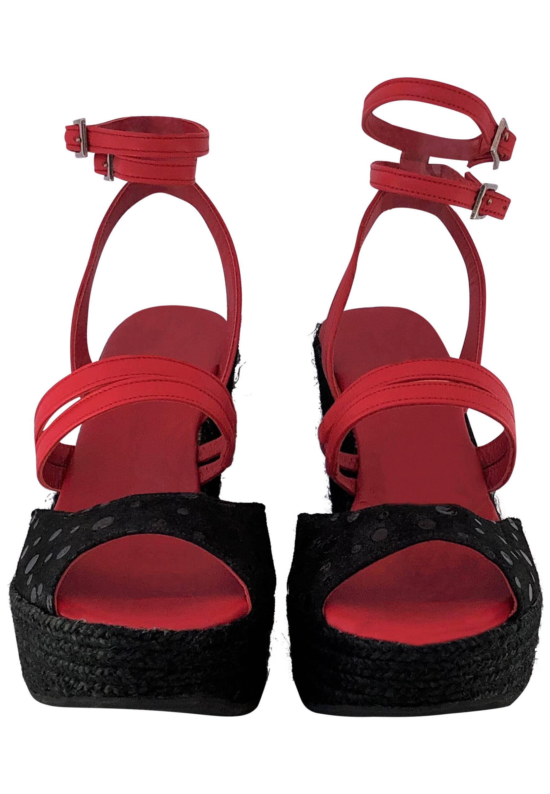 Poseidon Red and Black Nappa Leather Sandal with Polka Dot for wholesale on Faire3