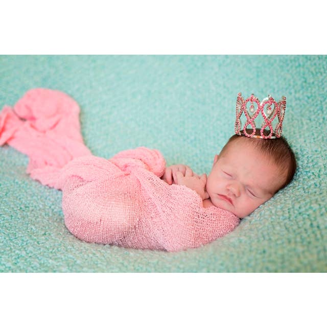 Lyserød Rhinestone Pearl Crown - Tiara til børn for engroshandel hos The Daisy Baby LLC