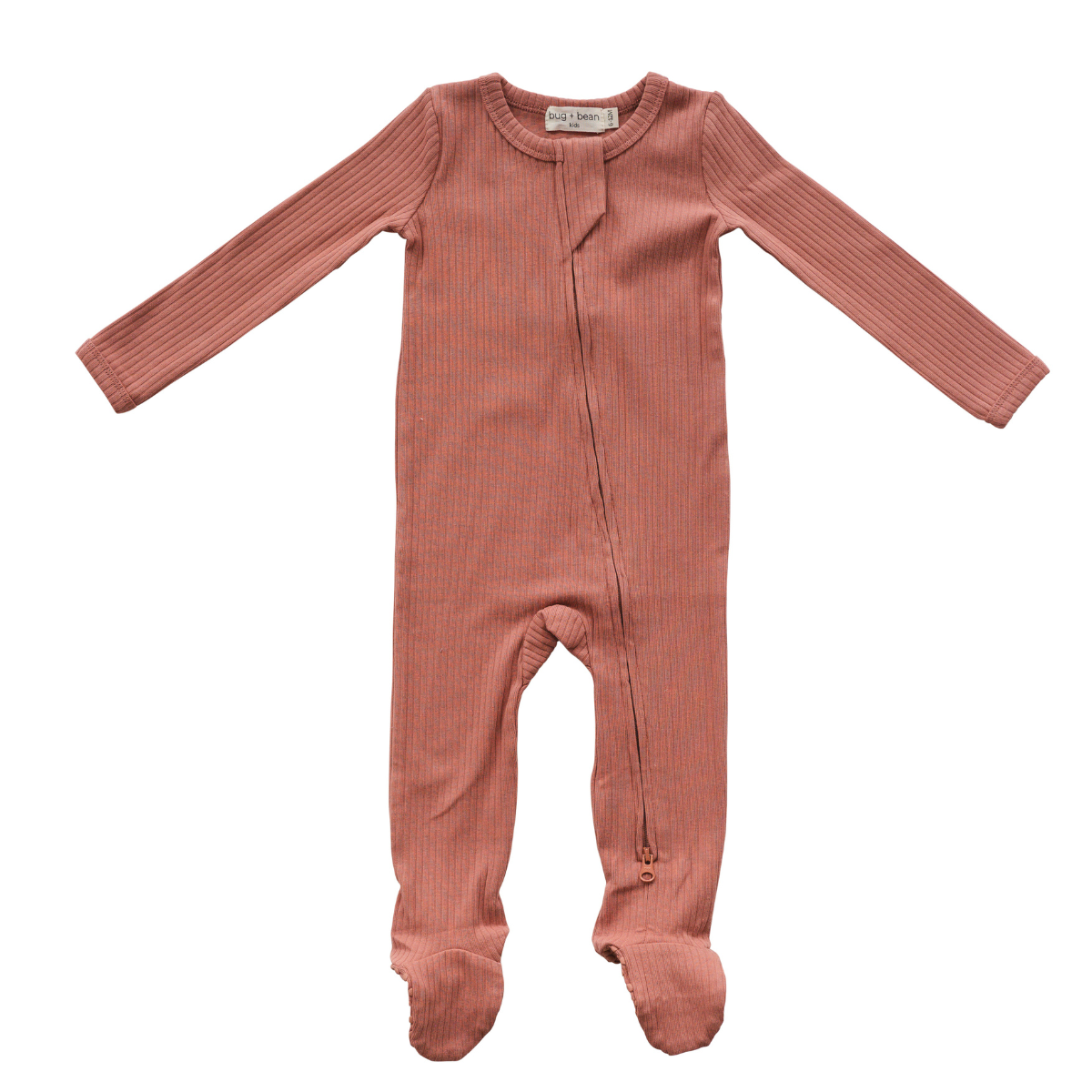 bug + bean kids - Wholesale Jumpsuit - Baby - Organic Cotton Ribbed Footie - Terracotta0