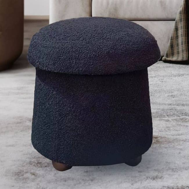 Schwarzer Pilzhocker – Plüsch-Teddy-Polsterung mit waschbarem Bezug, stabiler MDF-Rahmen, Akzentsitz oder Fußstütze für den Großhandel von Aria Home