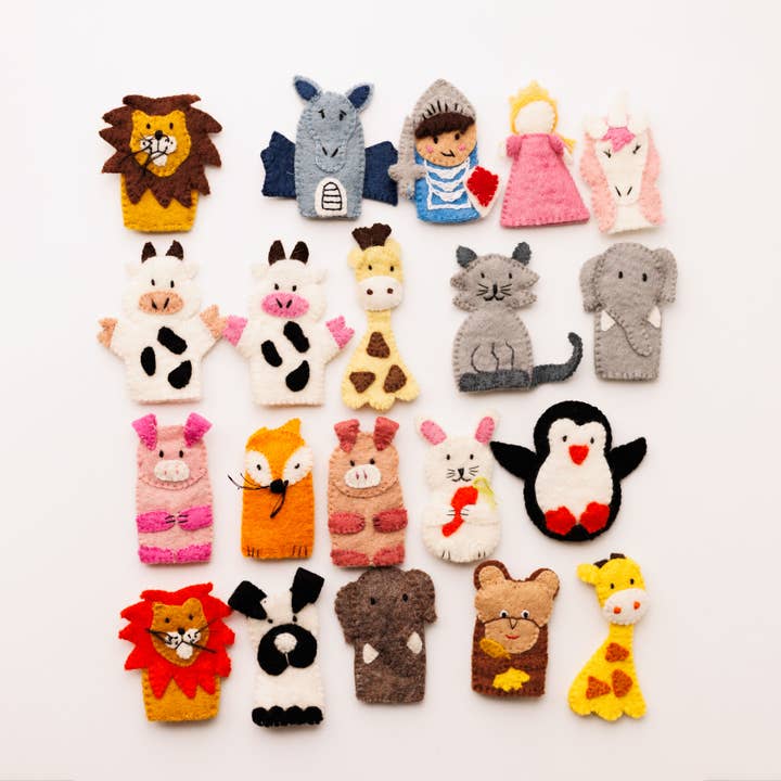 Felt Finger Puppets, Set of 20 Assorted for wholesale by Talla Imports