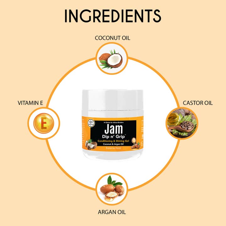 UB BRANDS INC - Wholesale Hair Styling Gel/Mousse - Jam Dip N Grip Coconut & Argan Oil Shining Gel (4oz)3