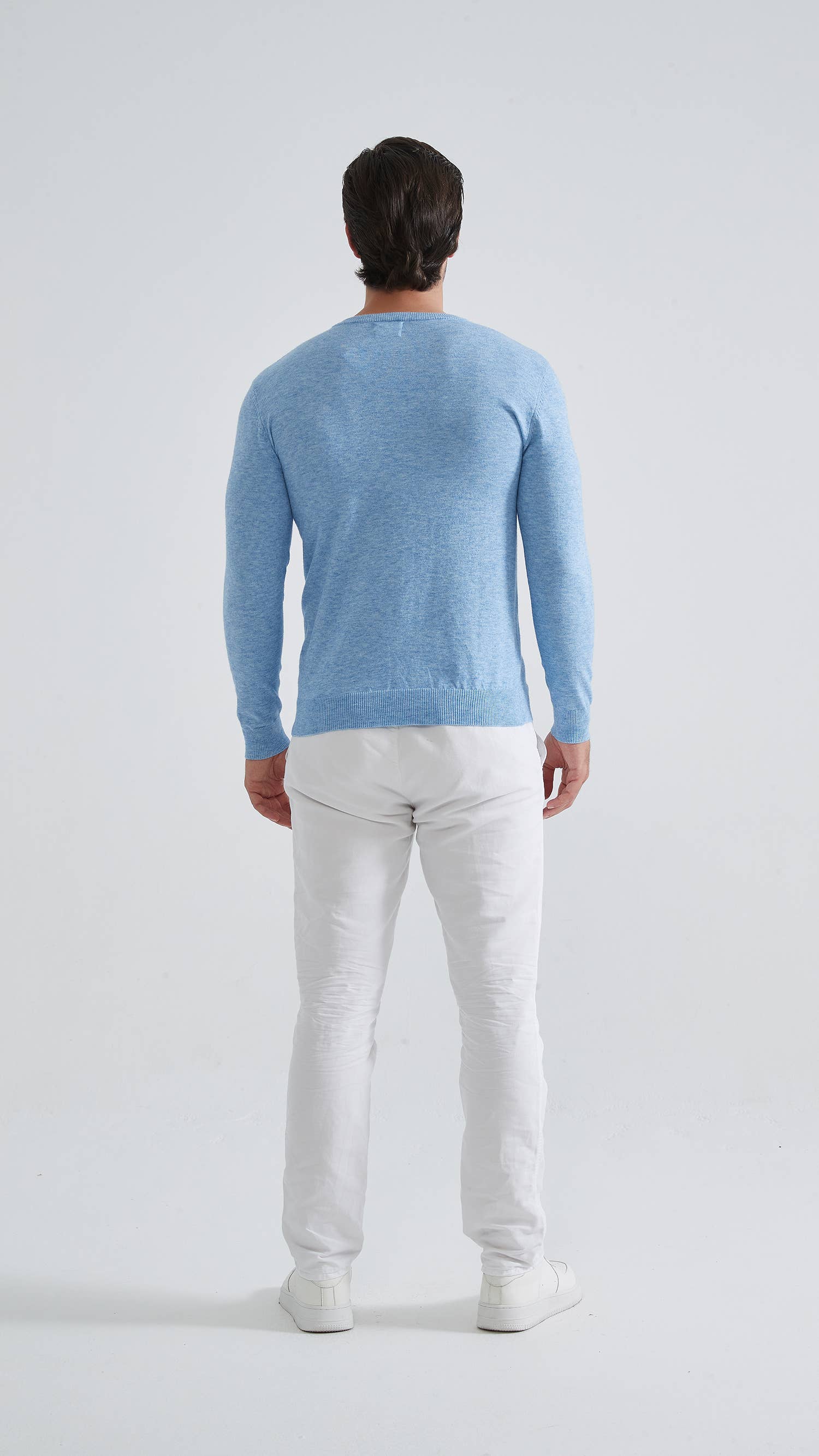 Yves Enzo - Wholesale Knit Sweater - Men's - Blue mottled V-neck sweater3