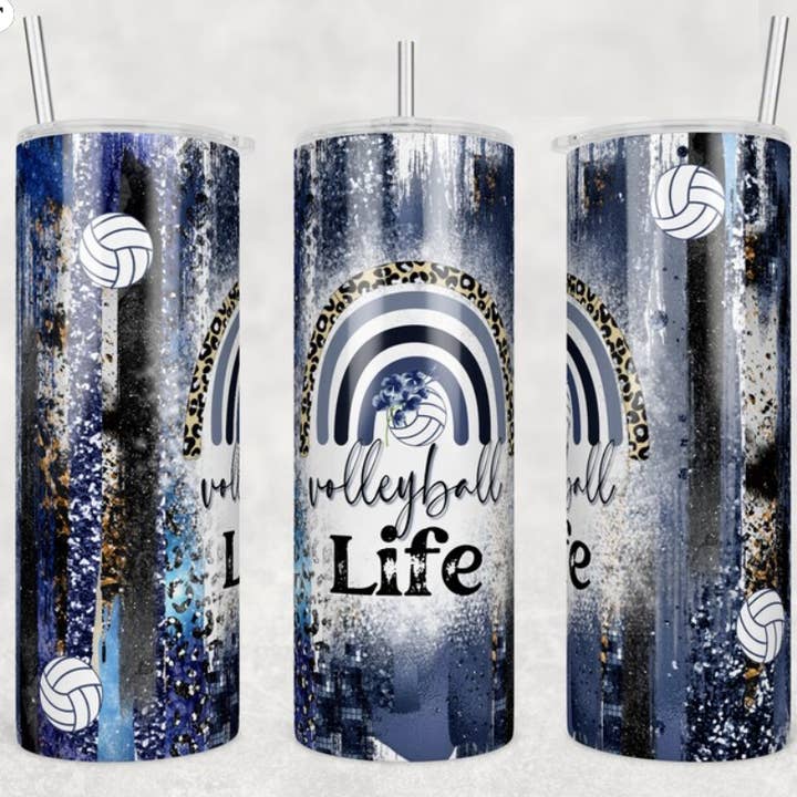 Pallavolo Life Blue Black Leopard | Tumbler per la vendita all'ingrosso da parte di Designs by Robyn
