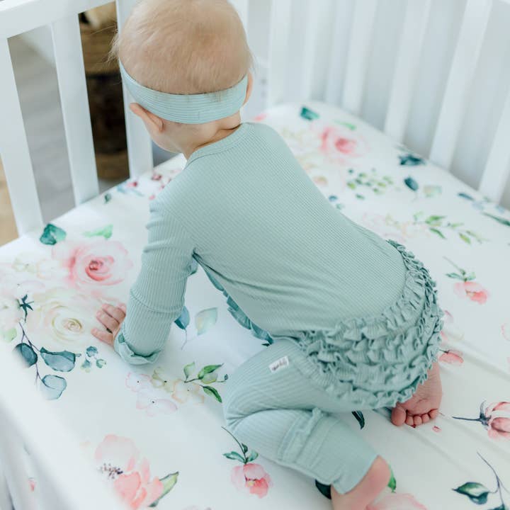 Honey Lemonade- Minky Baby Blankets and Gifts - Vente Drap pour berceau/lit pour bébé - Drap-housse pour lit bébé taille standard - Peach Floral4