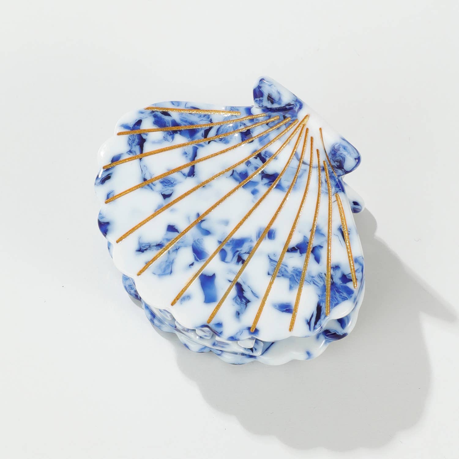 Adorro - Wholesale Hair Clip - Women's - Coastal Blue Seashell | Gold Painted Seashell Claw Clip