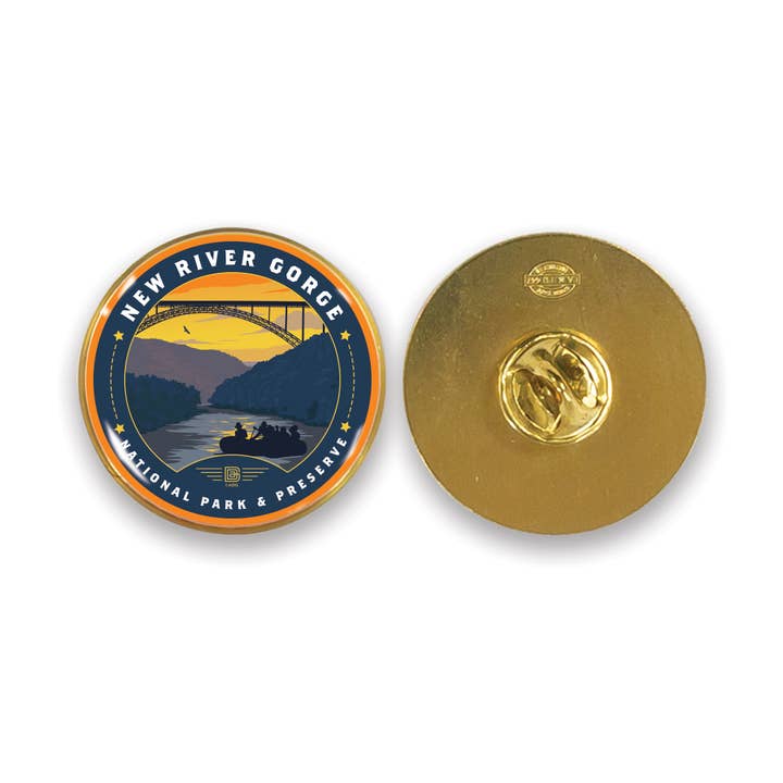 New River Gorge NP Circle Lapel Pin for wholesale by Tourist Courts