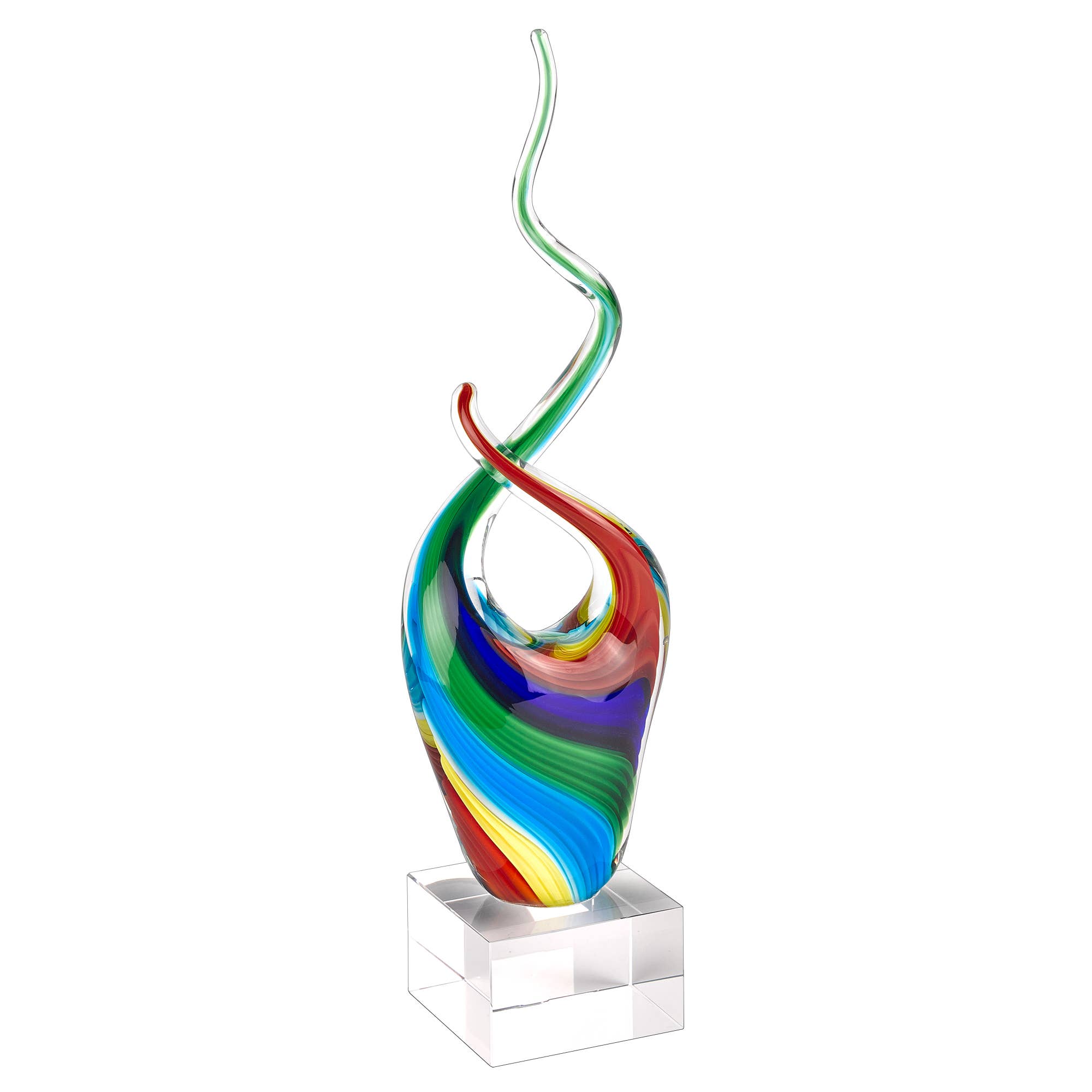 HomeRoots - Wholesale Decorative Tabletop Object - 11 MultiColor Art Glass Abstract Centerpiece on Crystal Base0
