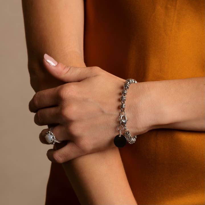 Etruscan Links Bracelet in Silver for wholesale by DelBrenna Jewelry