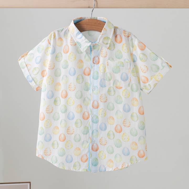 The Hunt is On Easter Short Sleeve Collared Shirt for wholesale by Nola Tawk