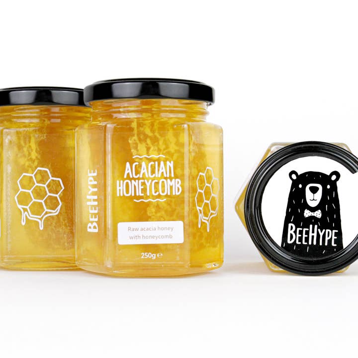 BeeHype - Wholesale Honey - Acacian Honeycomb - Luxury Raw Acacia Honey Comb Slab