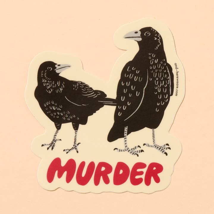 Murder Crow Vinyl Halloween Sticker - Made in USA - Stocking stuffer, Holiday, Gift Guide for wholesale by And Here We Are