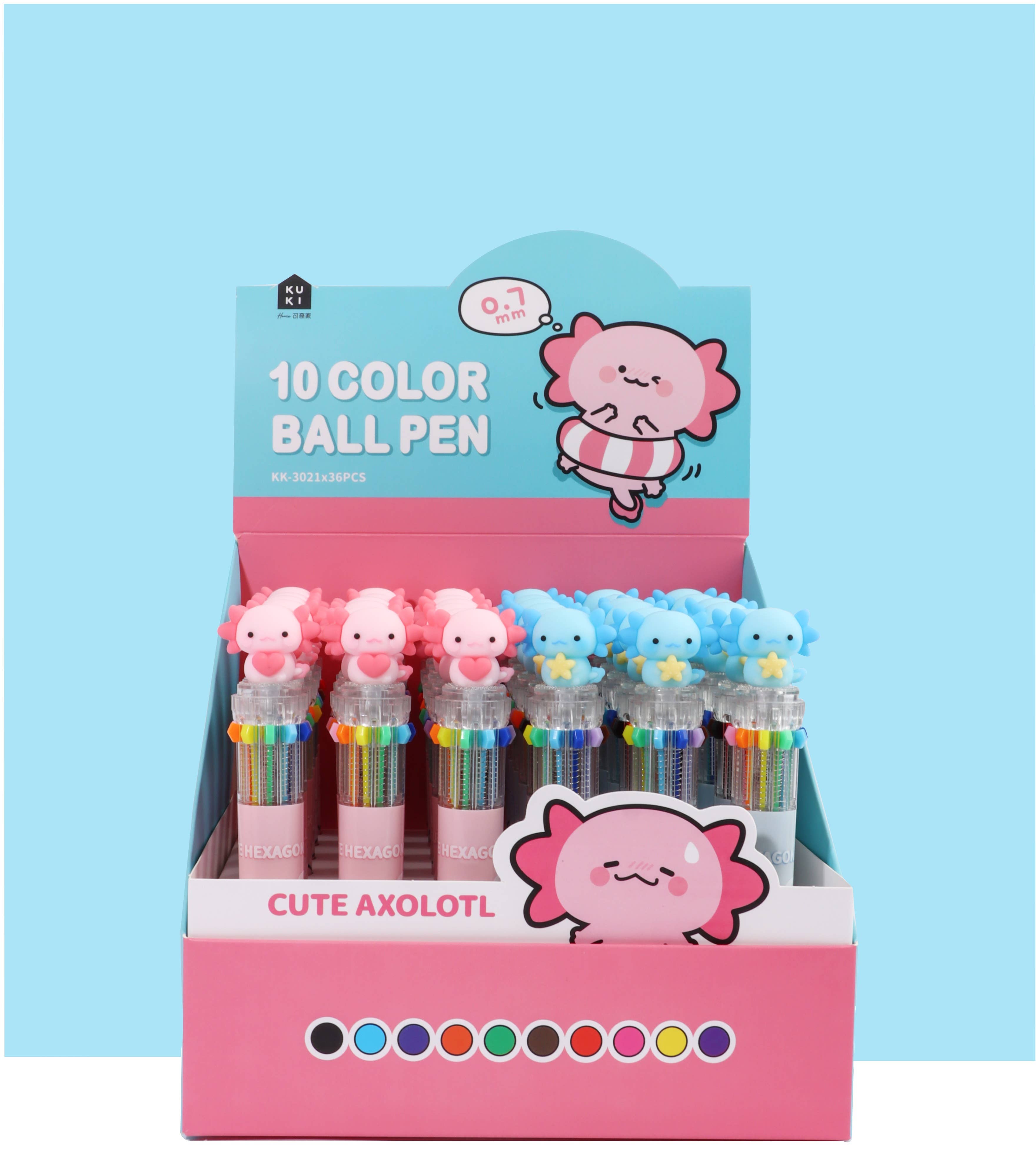 BCmini - Wholesale Pen - 23035 Axolotl 10-Color Retractable Ball Pen-3623