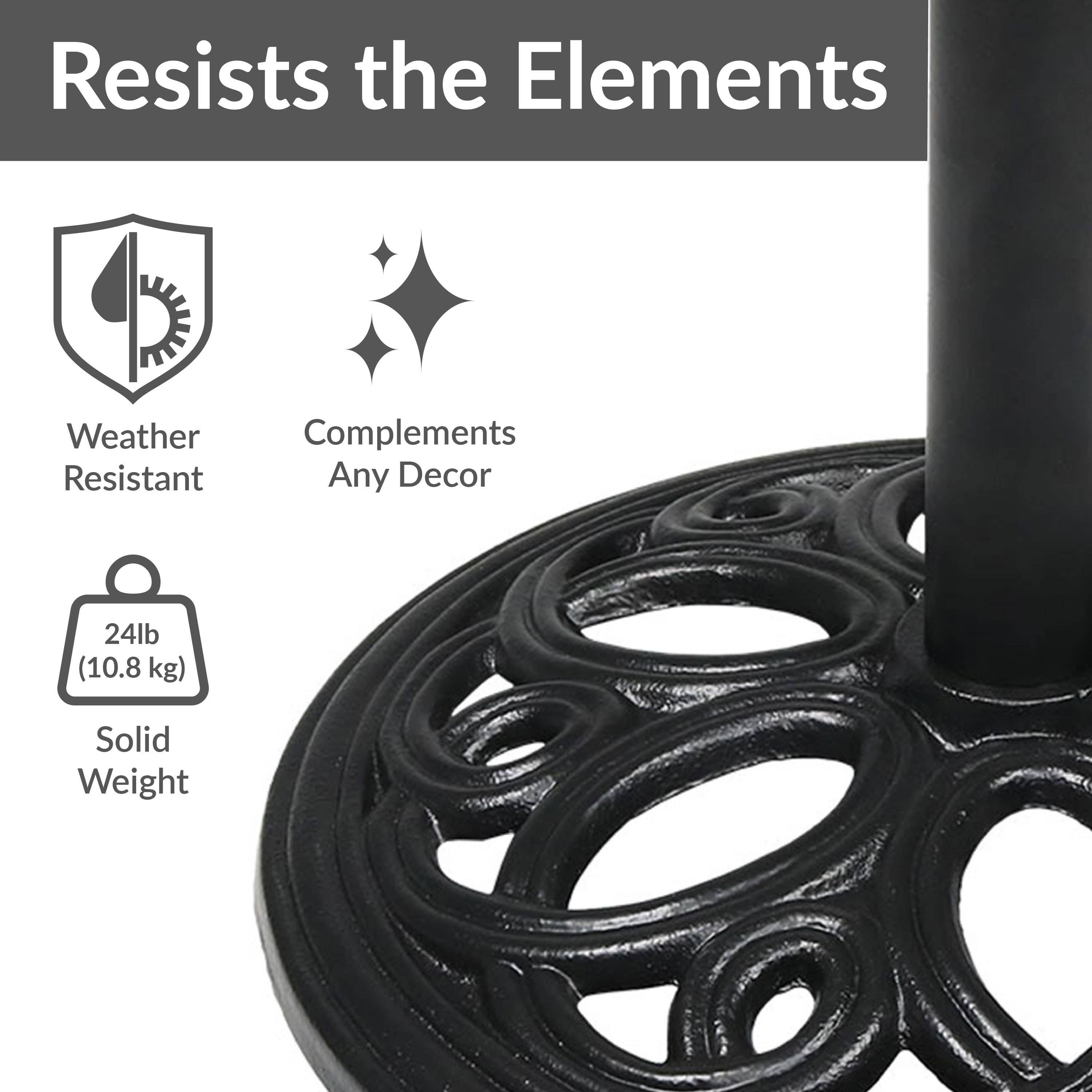 Sunnydaze Decor - Wholesale Patio Umbrella - 18 in Decorative Cast Iron Round Patio Umbrella Base - Black3