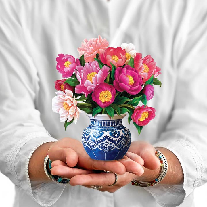 FreshCut Paper LLC - Wholesale Everyday Greeting Card - Mini Peony Paradise (10 Pop-up Greeting Cards)