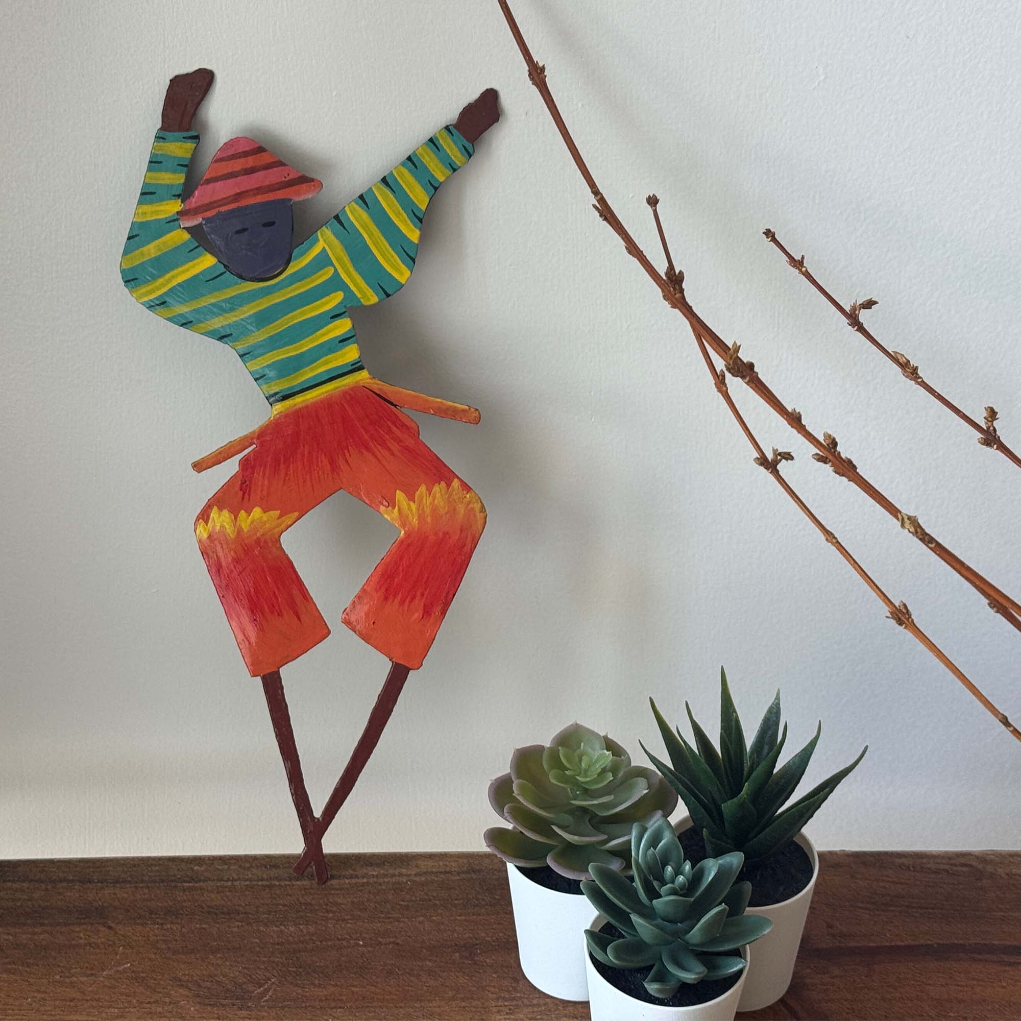 Global Crafts - Vendita all'ingrosso Scultura - Moko Jumbies Dipinti - Mojo Ankle Tap, 12 pollici1