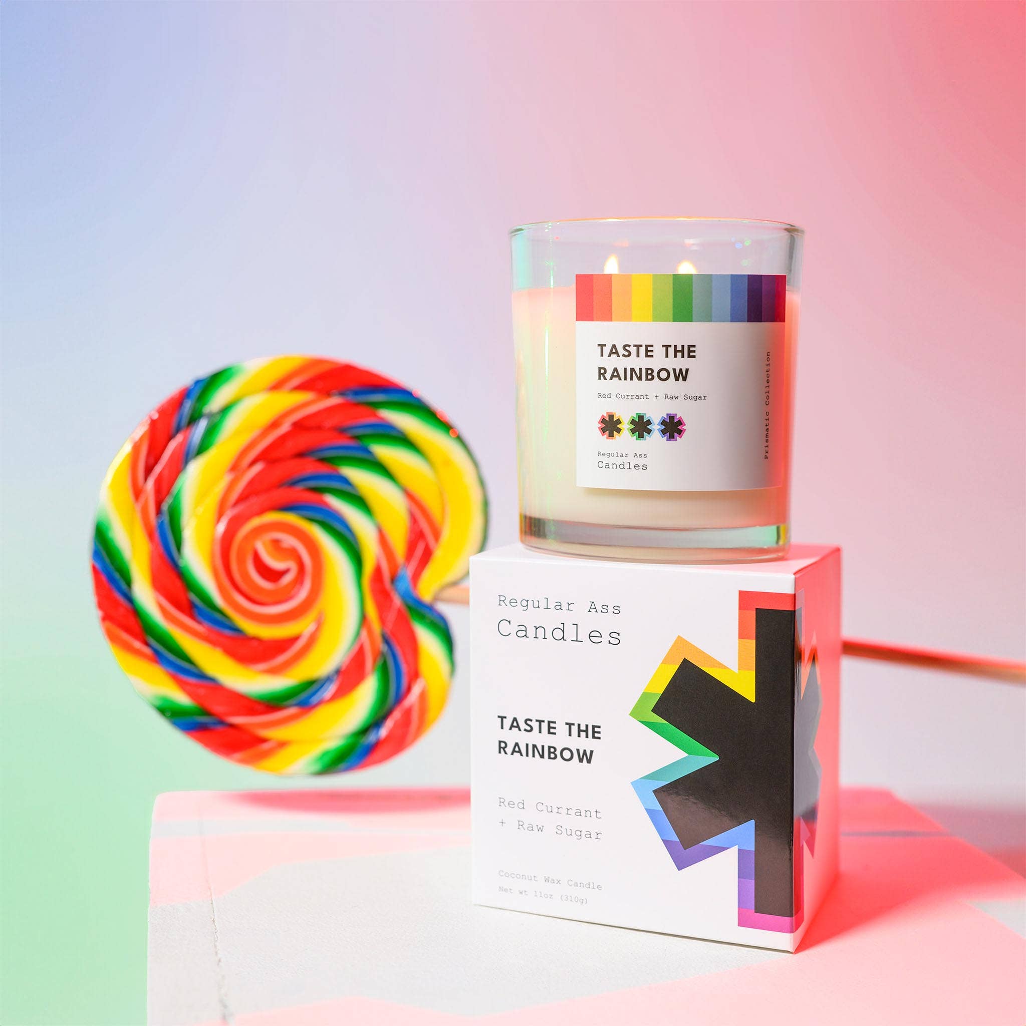 Regular Ass Candles - Wholesale Novelty Candle - TASTE THE RAINBOW Red Currant, Goji, Sugarcane 11oz Candle1