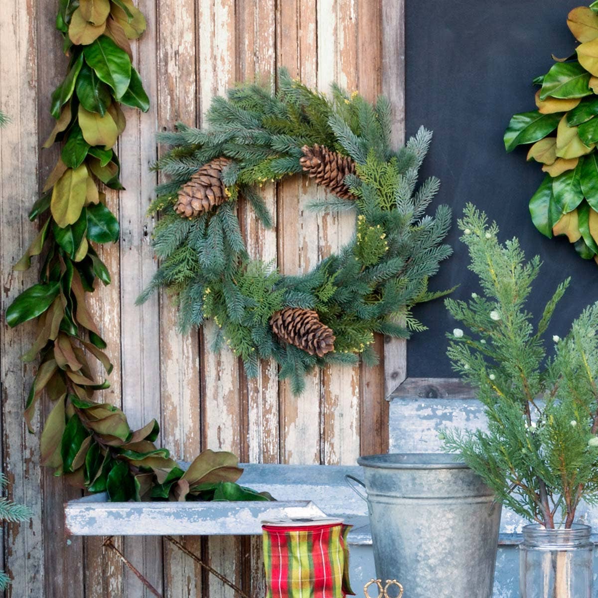 Park Hill Collection - Wholesale Wreath - Mixed Evergreen Wreath