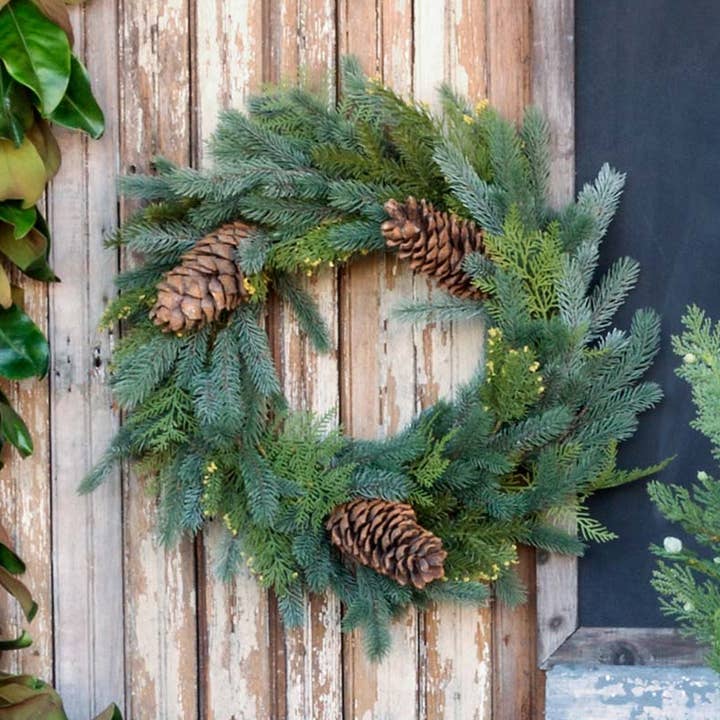 Park Hill Collection - Wholesale Wreath - Mixed Evergreen Wreath0