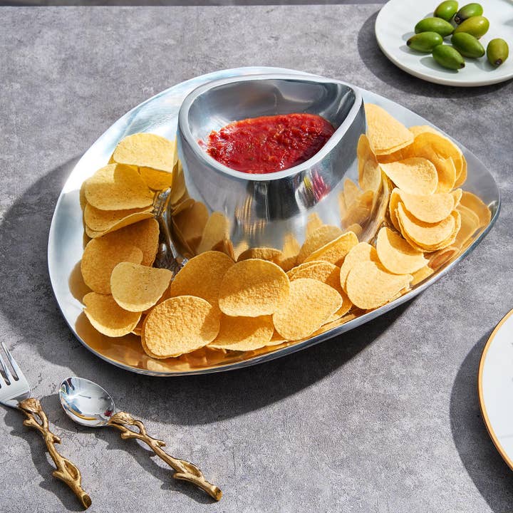 The Wine Savant / Khen Glassware - Wholesale Condiment/dip bowl - Western Cowboy Hat Chip & Dip Bowl – Silver Brass4