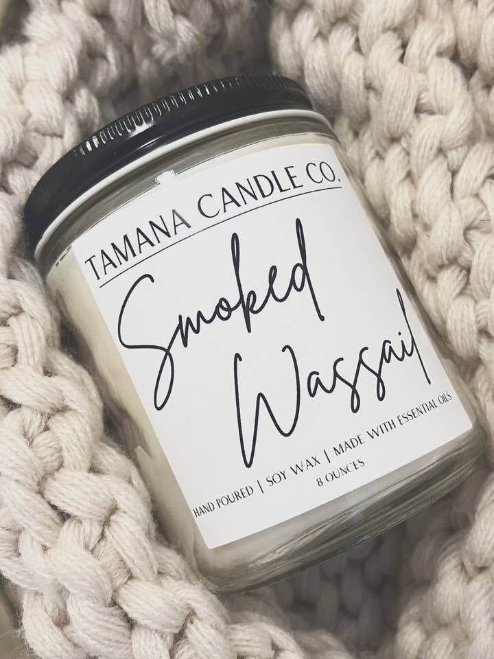 Smoked Wassail 8oz for wholesale by Tamana Candle Co.