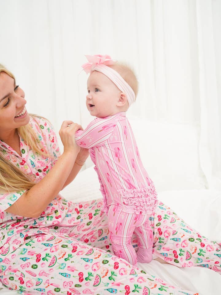 KENZKUSTOMZ - Wholesale Sleepwear Set - Women's - Pink Summer Spritz - Short Sleeve + Pant Pajama Set14