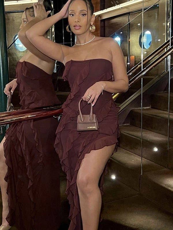 Aria Romance - Wholesale Dress - Women's - Backless Fringe Hem Dress1