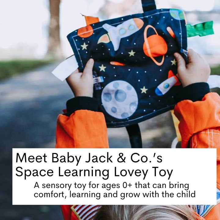 Baby Jack and Company - Wholesale Crinkle Tag Toy - Baby - Space Moon Stars Planets & Rockets NASA Crinkle Toy 8"x 8"1