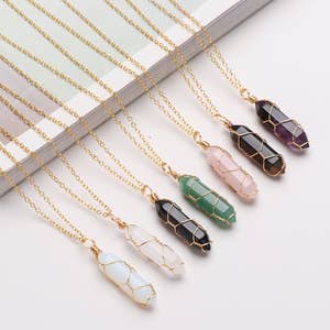 Wholesale Gemstone or Crystal Holder Necklace. complete with