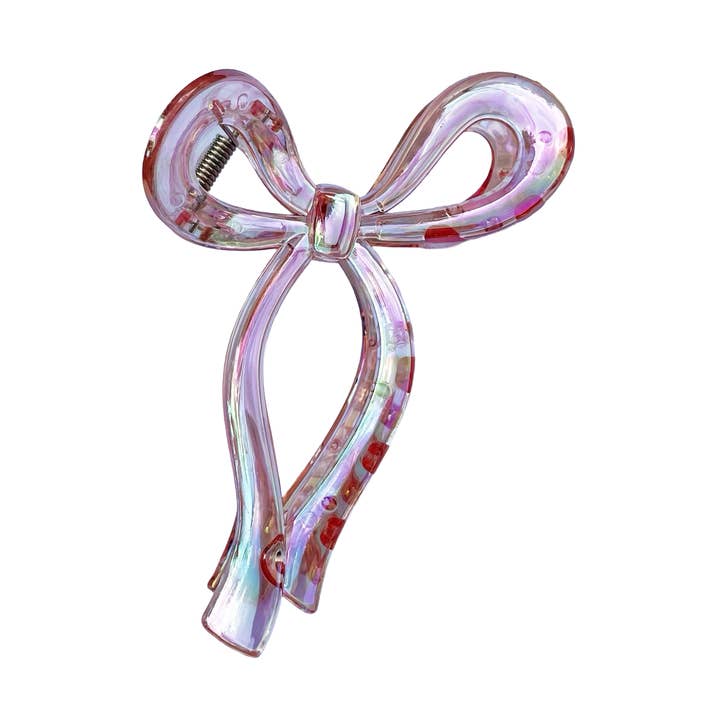 Iridescent Peach Clear Bow Claw Clip for wholesale by Lady Eleanor & Co