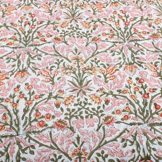 Fabricrush - Wholesale Fabric - Sassy and Salmon Pink Indian Hand Block Print Fabric6