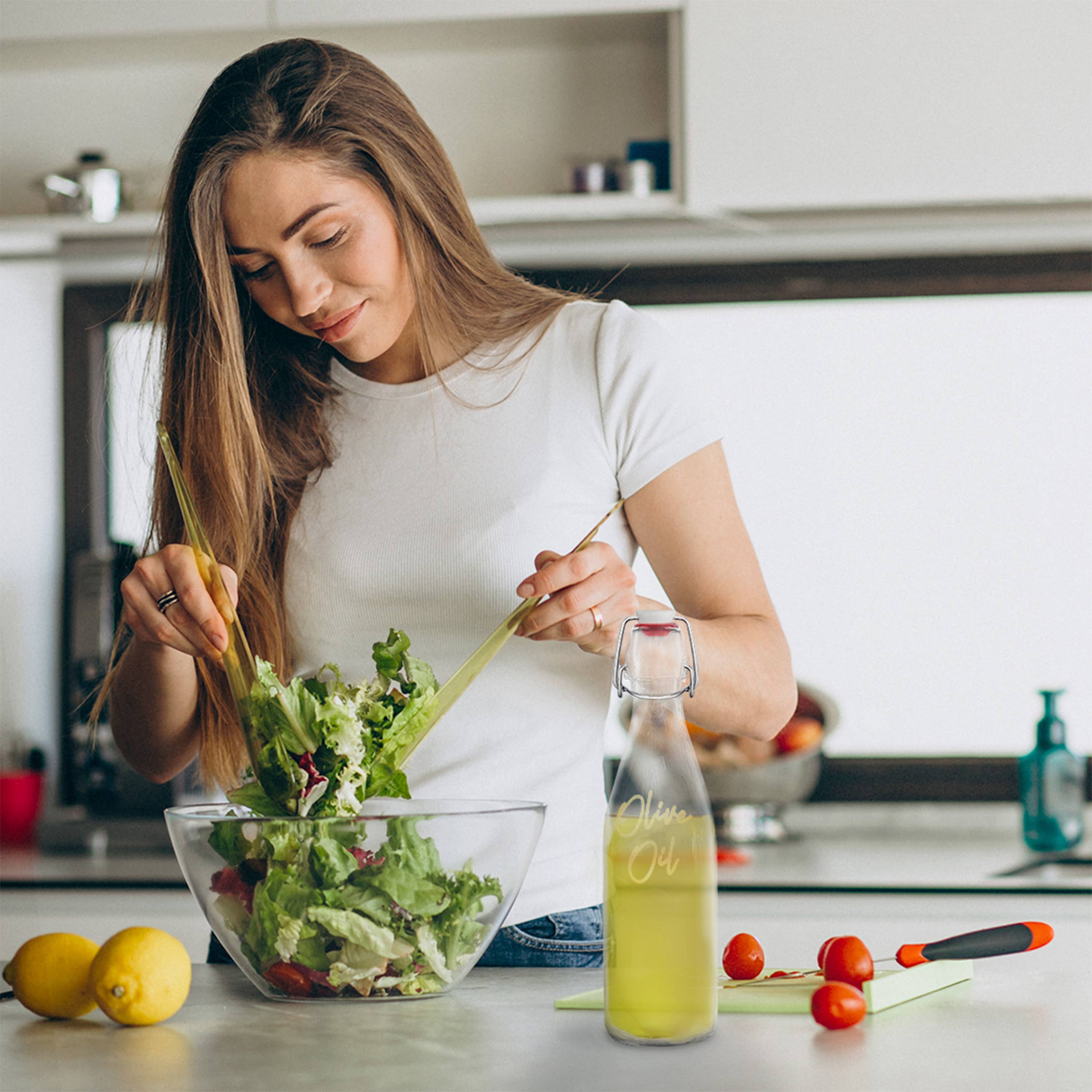 Nevlers - Wholesale Milk/Juice Bottle - Glass Swing Top Bottles - 17 oz. Round Design (Set of 12)7