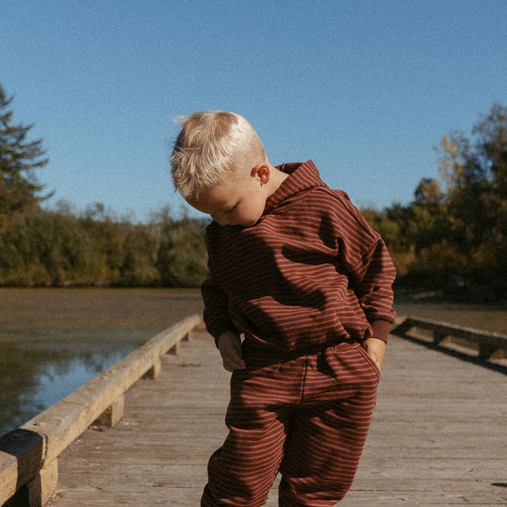 Hooded Toddler Set in Thin Bitter Chocolate Stripe and other Purchase Wholesale kids matching set. Free Returns & Net 60 Terms on Faire trending on Faire.