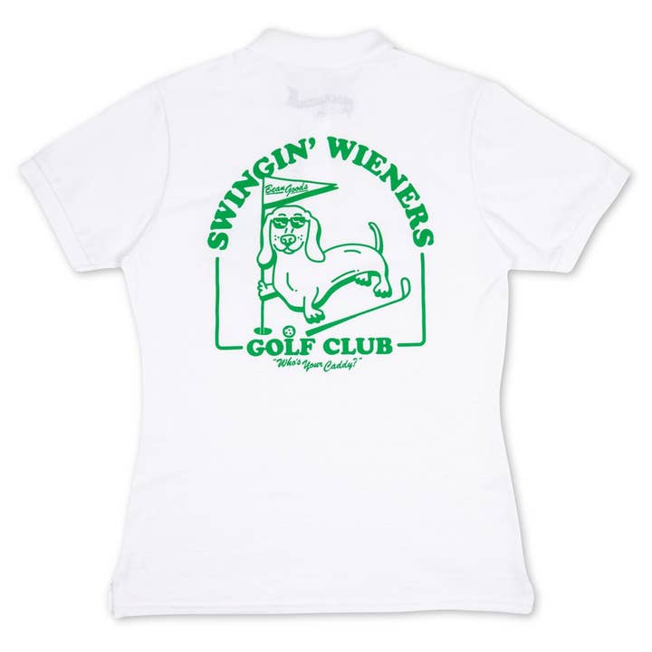 swingin' wieners golf club womens polo | white for wholesale by bean goods