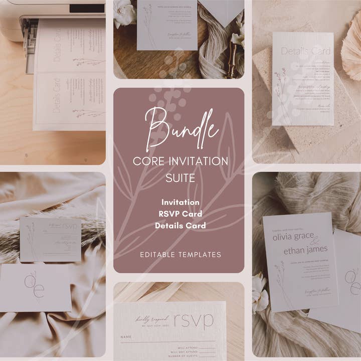 Ensemble d'invitations BUNDLE Core | Collection Romantique Moderne pour la vente par PureAmoreDesigns