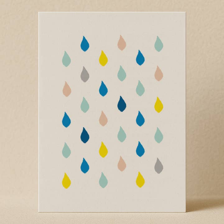 Everyday Card & Envelope – “Sunshower” (Green Raindrops Pattern) for wholesale by Karte Design Berlin