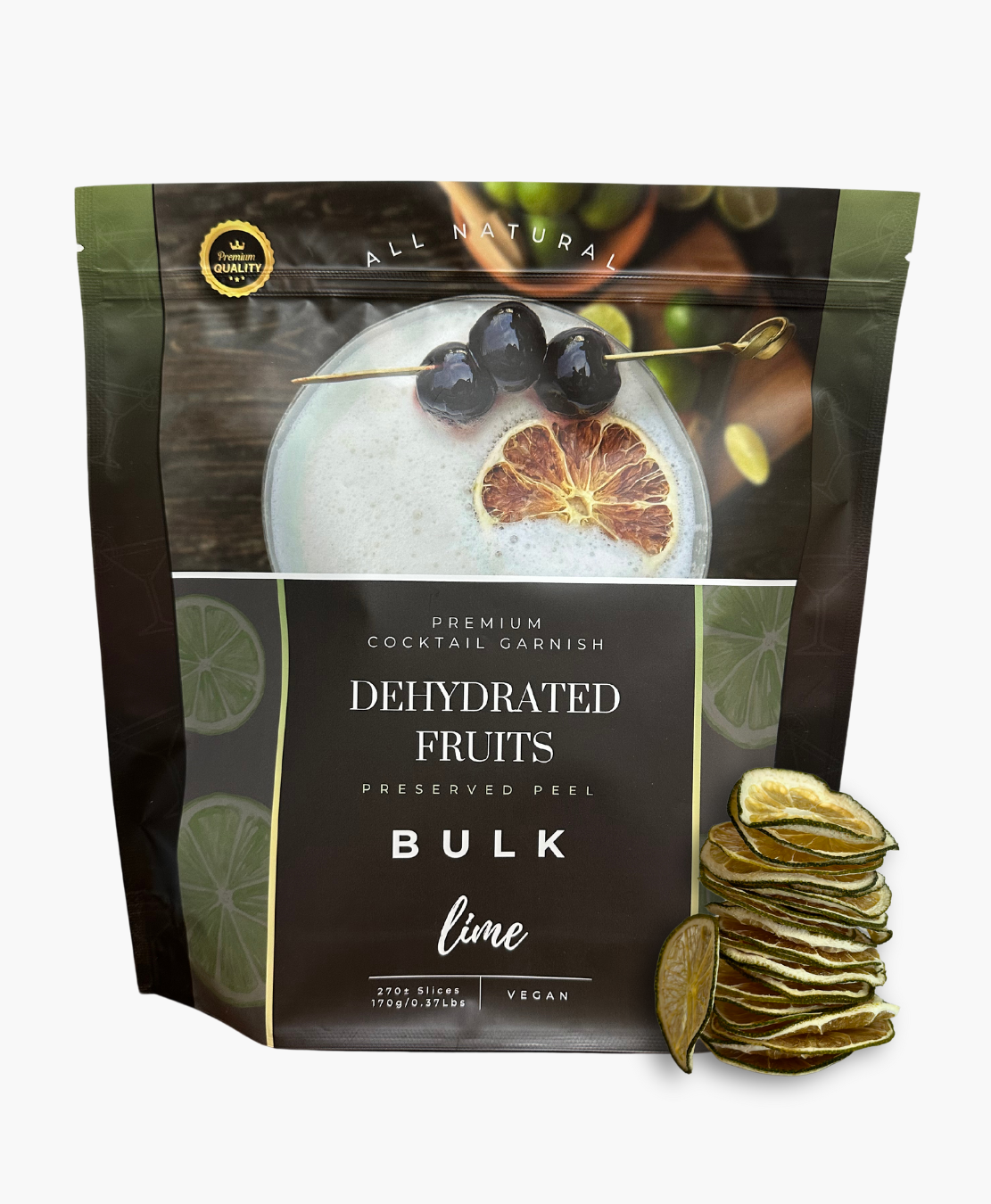 PRESERVED PEEL - Wholesale Dried/Dehydrated Fruit - Dehydrated Lime Slices – BULK SIZE | 270± Slices | DRIED FRUITS for Cocktail Garnish & More5
