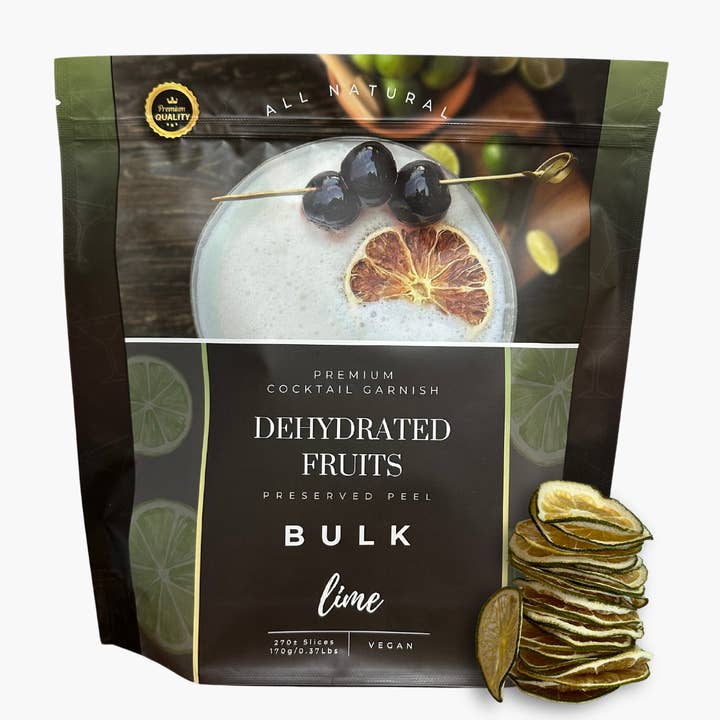 PRESERVED PEEL - Wholesale Dried/Dehydrated Fruit - Dehydrated Lime Slices – BULK SIZE | 270± Slices | DRIED FRUITS for Cocktail Garnish & More5